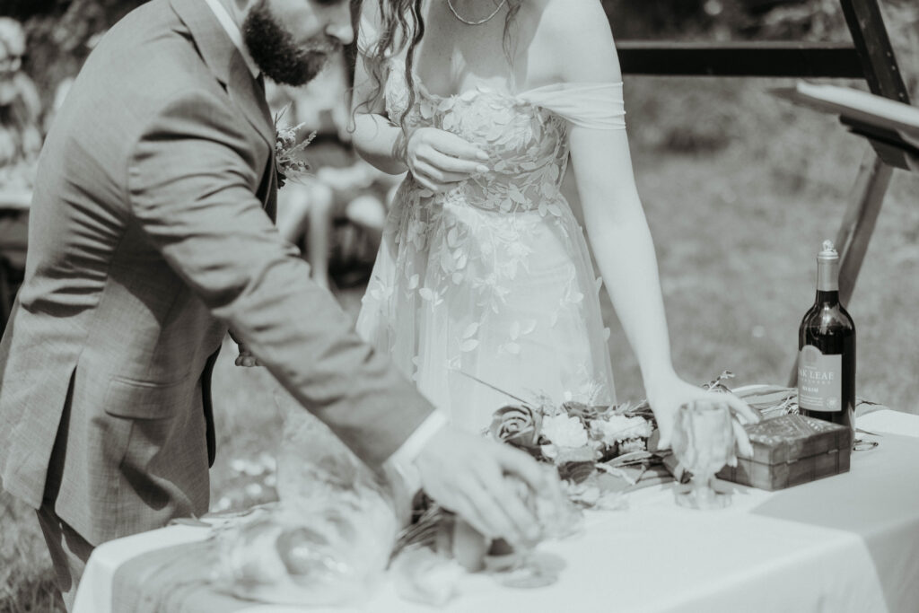 Couple unity ceremony during their wedding ceremony.